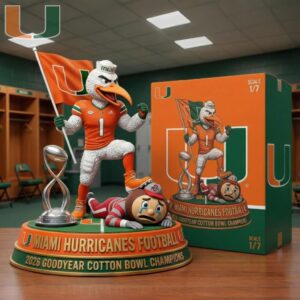 Miami Hurricanes 2026 Cotton Bowl Champions Mascot Desktop Sculpture