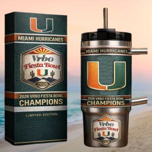 Miami Hurricanes 2026 VRBO Fiesta Bowl Champions Limited Edition 40oz Tumbler