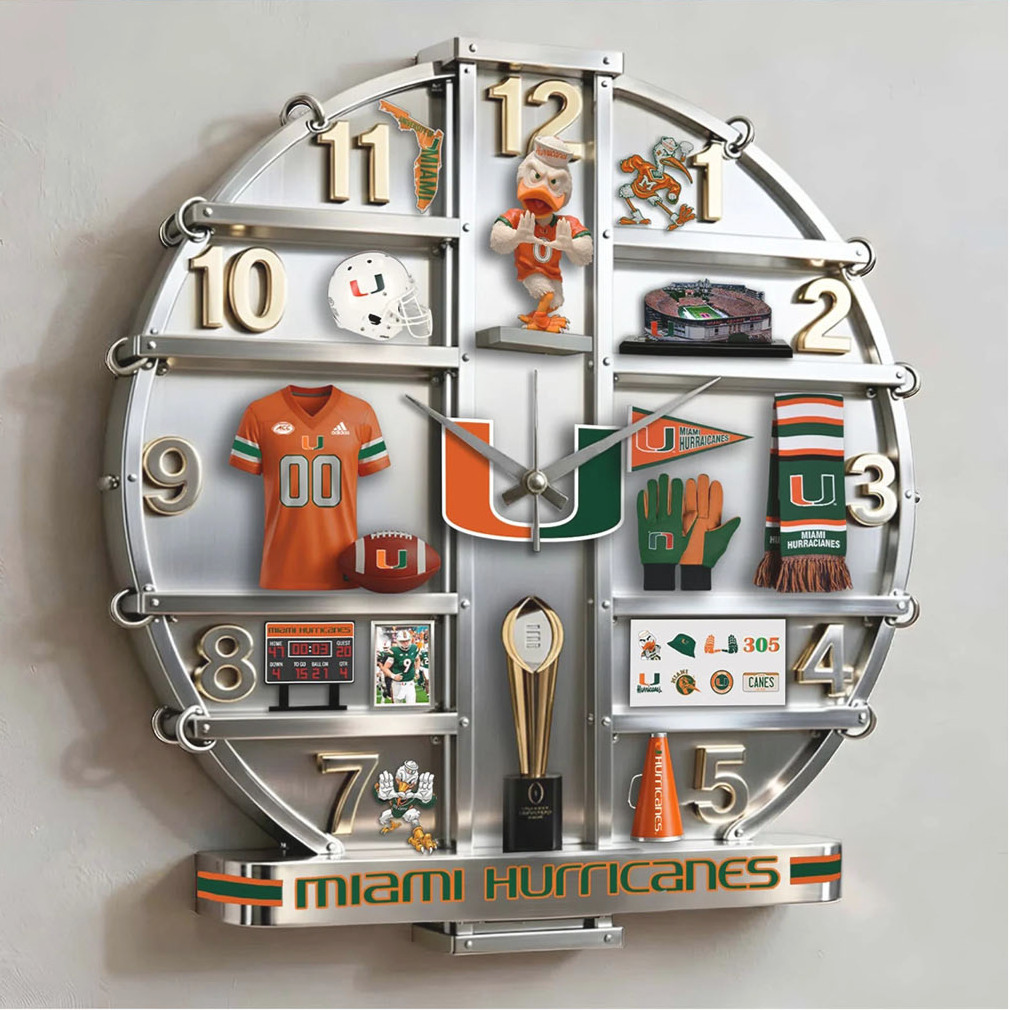 Miami Hurricanes Dynasty Commemorative Acrylic Wall Clock Miami Hurricanes Dynasty Commemorative Acrylic Wall Clock