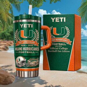 Miami Hurricanes Football 100th Anniversary 1926 2026 Official Fan Edition 40oz Tumbler