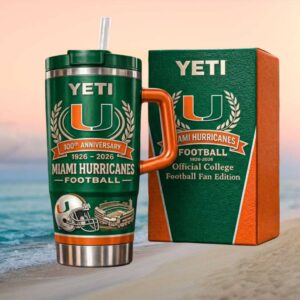 Miami Hurricanes Football 100th Anniversary 1926 2026 Official Fan Edition 40oz Tumbler