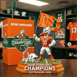 Miami Hurricanes Sebastian the Ibis Cotton Bowl Champions Desktop Ornament