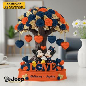 Mickey and Minnie Forever Love Denver Broncos Personalized Desktop Ornament