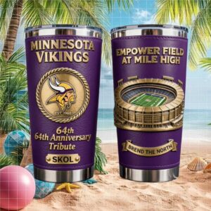 Minnesota Vikings 64th Anniversary Tribute Skol Leather Wrap Tumbler