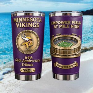 Minnesota Vikings 64th Anniversary Tribute Skol Leather Wrap Tumbler