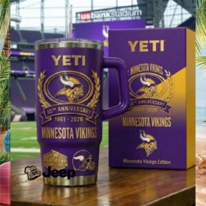 Minnesota Vikings 65th Anniversary 1961 2026 Purple & Gold 40oz Tumbler