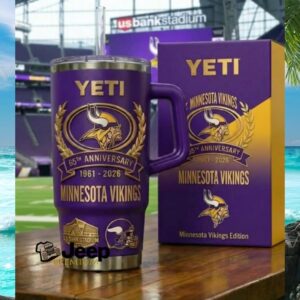 Minnesota Vikings 65th Anniversary 1961 2026 Purple & Gold 40oz Tumbler
