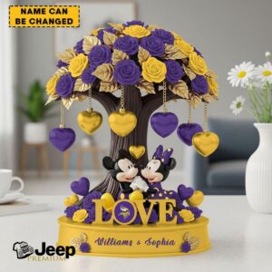 Minnesota Vikings Mickey and Minnie Forever Love Desktop Ornament
