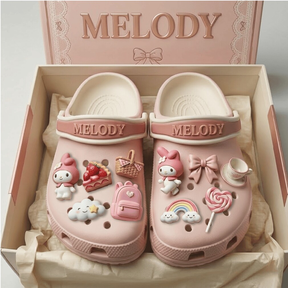 My Melody Pink Clog Shoes with Cute Character Charms My Melody Pink Clog Shoes with Cute Character Charms