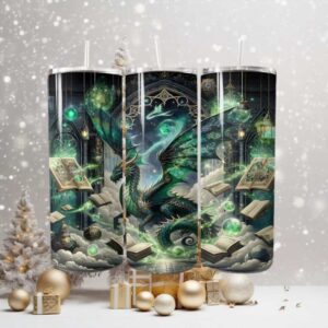 Mystic Library Dragon Skinny Tumbler