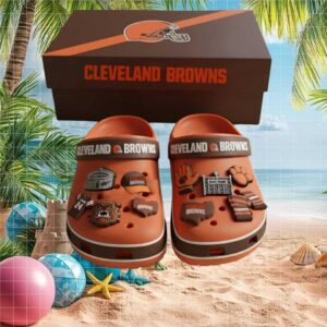 NFL Cleveland Browns Classic Crocs with Jibbitz Charms