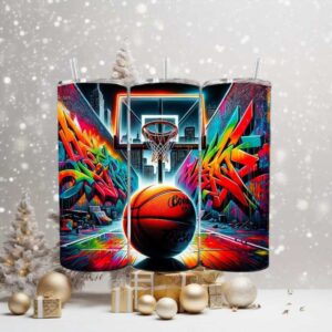 Neon City Basketball Skinny Tumbler