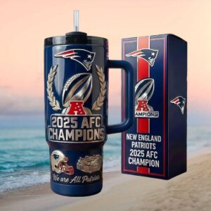 New England Patriots 2025 AFC Champions 40oz Tumbler   Commemorative NFL Gift Tumbler