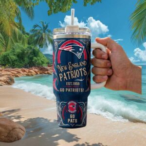 New England Patriots 40oz Tumbler Go Pats Vintage Aesthetic Insulated Tumbler
