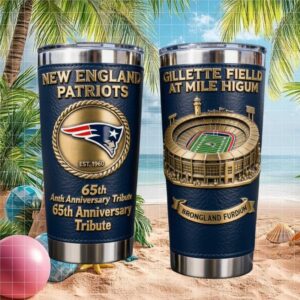 New England Patriots 65th Anniversary Tribute Leather Wrapped Tumbler