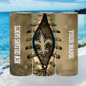 New Orleans Saints Nfl Gold Zipper Design Personalized Tumbler