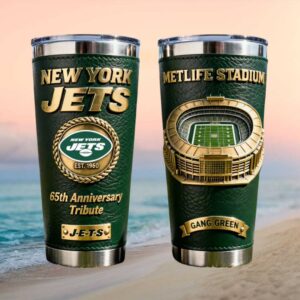 New York Jets 65th Anniversary Tribute Leather Wrap Tumbler MetLife Stadium Edition