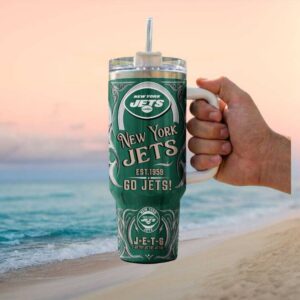 New York Jets Est. 1959 J E T S Fan 40oz Tumbler with Straw