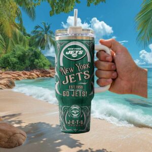New York Jets Est. 1959 J E T S Fan 40oz Tumbler with Straw