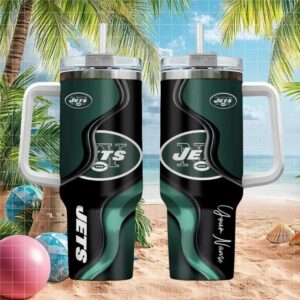 New York Jets Personalized 40oz Tumbler with Handle   Custom NFL Football Team Tumbler