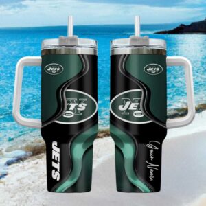 New York Jets Personalized 40oz Tumbler with Handle Custom NFL Football Team Tumbler