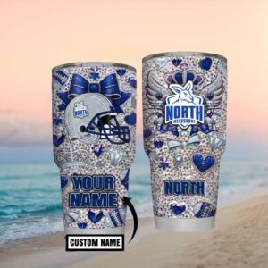 North Melbourne Kangaroos Custom Name Blue Diamond Sparkle Design