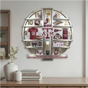 Official Texas A&M Aggies Memorabilia Acrylic Wall Clock Official Texas A&M Aggies Memorabilia Acrylic Wall Clock