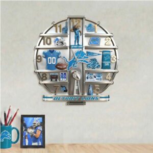 Officially Licensed Detroit Lions Memorabilia Acrylic Wall Clock Officially Licensed Detroit Lions Memorabilia Acrylic Wall Clock