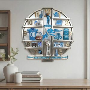 Officially Licensed Detroit Lions Memorabilia Acrylic Wall Clock