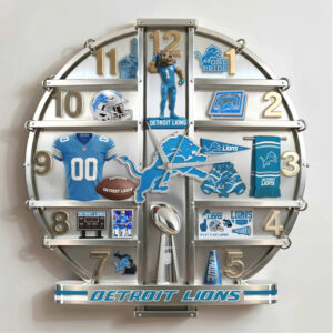 Officially Licensed Detroit Lions Memorabilia Acrylic Wall Clock
