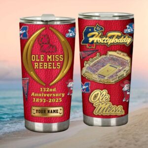 Ole Miss Rebels 132Nd Anniversary Custom Name Red Tumbler Design