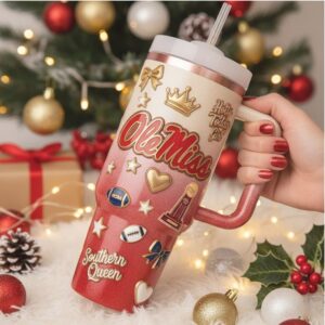 Ole Miss Rebels Southern Queen Sparkle Gradient 40oz Tumbler with Handle