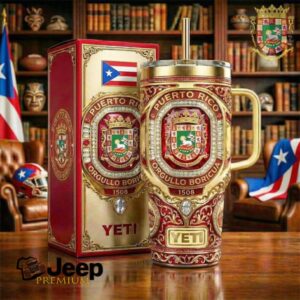 Orgullo Boricua Puerto Rico Coat of Arms Luxury Gold & Red Insulated Tumbler