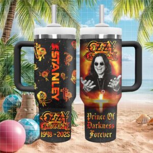 Ozzy Osbourne “Prince of Darkness Forever” Fire & Cross Rock Tumbler