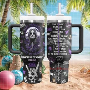 Ozzy Osbourne Prince of Darkness Memorial 1948 2025 Purple Roses Tumbler