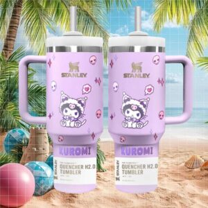 Pastel Purple Kuromi Kawaii Aesthetic Skull and Hearts Design