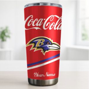 Personalized Baltimore Ravens x Coca Cola 40oz Stainless Steel Tumbler