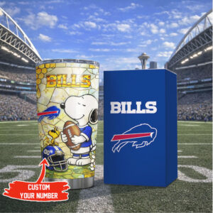 Personalized Buffalo Bills Snoopy Stained Glass NFL 40oz Tumbler