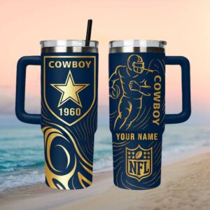 Personalized Dallas Cowboys 1960 Est. Blue and Gold NFL Travel Tumbler