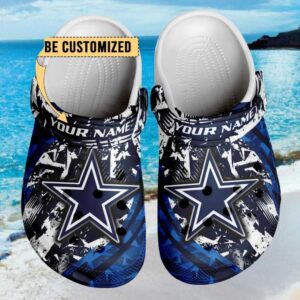 Personalized Dallas Cowboys Nfl Star Clogs   Blue White
