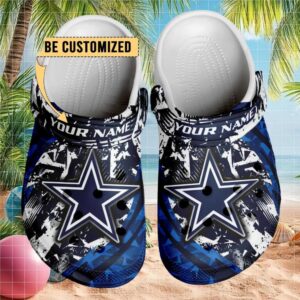 Personalized Dallas Cowboys Nfl Star Clogs Blue White