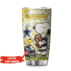 Personalized Dallas Cowboys Snoopy Stained Glass Design 40oz Tumbler