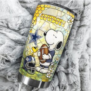 Personalized Dallas Cowboys Snoopy Stained Glass Design 40oz Tumbler