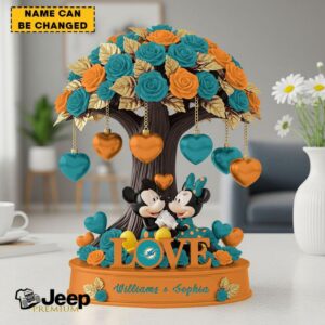 Personalized Disney Mickey and Minnie Mouse Miami Dolphins Love Desktop Ornament