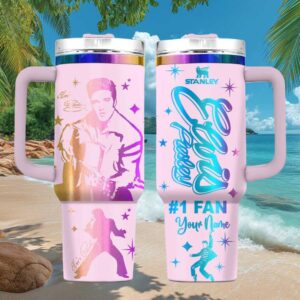 Personalized Elvis Presley #1 Fan Pink Ombre 40oz Tumbler