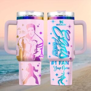 Personalized Elvis Presley #1 Fan Pink Ombre 40oz Tumbler