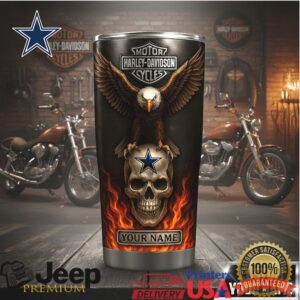 Personalized Harley Davidson & Dallas Cowboys Skull Tumbler