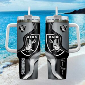Personalized Las Vegas Raiders Custom Name 40oz Travel Tumbler with Handle