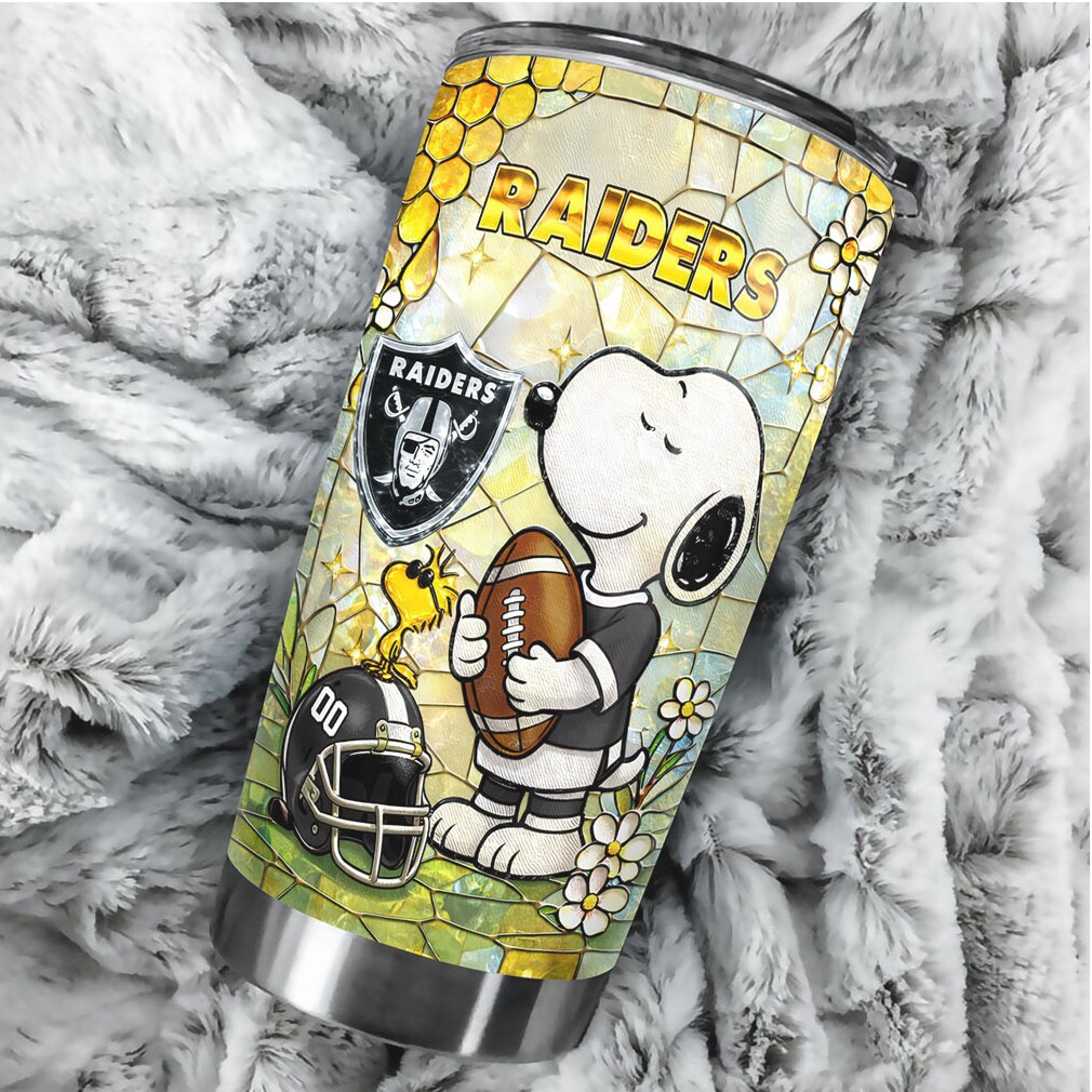 Personalized Las Vegas Raiders Snoopy & Woodstock NFL Tumbler Personalized Las Vegas Raiders Snoopy & Woodstock NFL Tumbler
