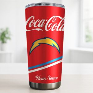 Personalized Los Angeles Chargers x Coca Cola 40oz Stainless Steel Tumbler